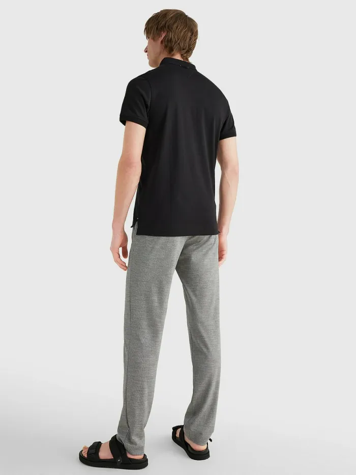 Tommy Hilfiger HalfZip Interlock Slim Fit Polo Black Mens Polo Shirts Cheap On Sale