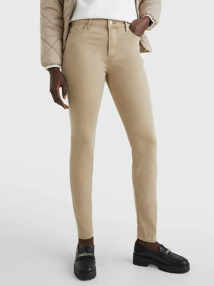 Tommy Hilfiger Harlem High Rise Super Skinny Jeans Beige Womens Jeans Casaul