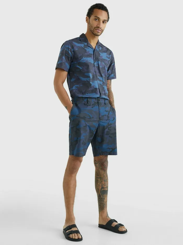 Tommy Hilfiger Harlem Relaxed Camo Print Chino Shorts Faded Indigo Mens Shorts Fashion