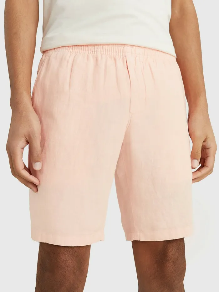 Tommy Hilfiger Harlem Relaxed Fit Linen Shorts Sunset Peach Mens Shorts Online