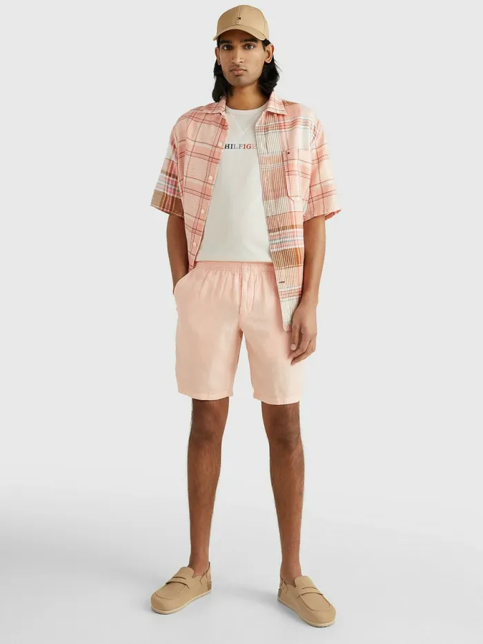 Tommy Hilfiger Harlem Relaxed Fit Linen Shorts Sunset Peach Mens Shorts Online