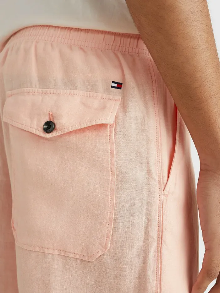 Tommy Hilfiger Harlem Relaxed Fit Linen Shorts Sunset Peach Mens Shorts Online