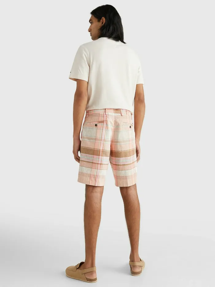Tommy Hilfiger Harlem Relaxed Madras Check Shorts Frosty Peach Mens Tracksuits Gift 4 You