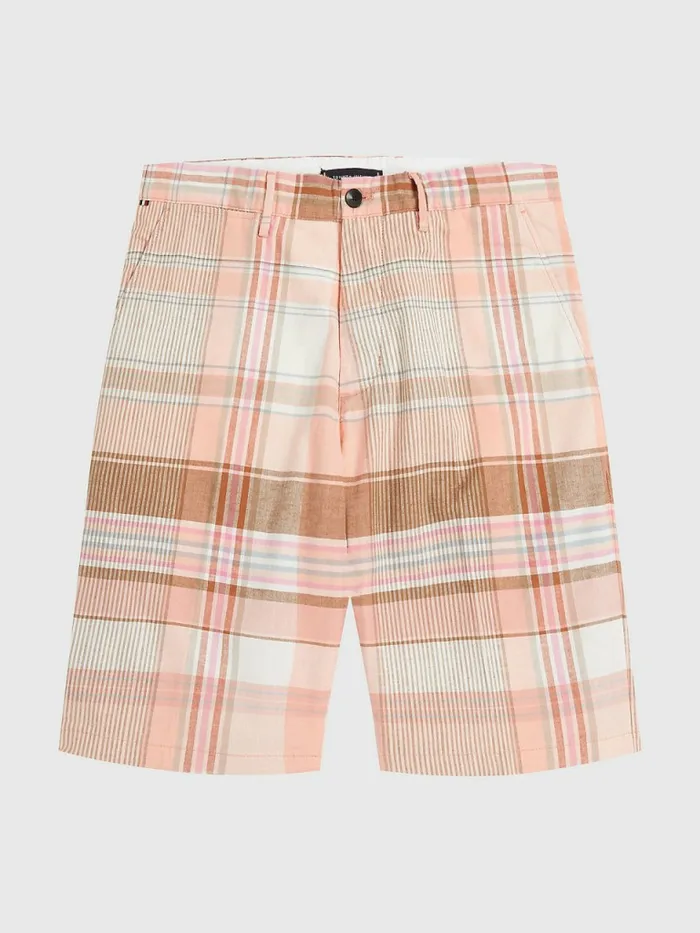 Tommy Hilfiger Harlem Relaxed Madras Check Shorts Frosty Peach Mens Tracksuits Gift 4 You