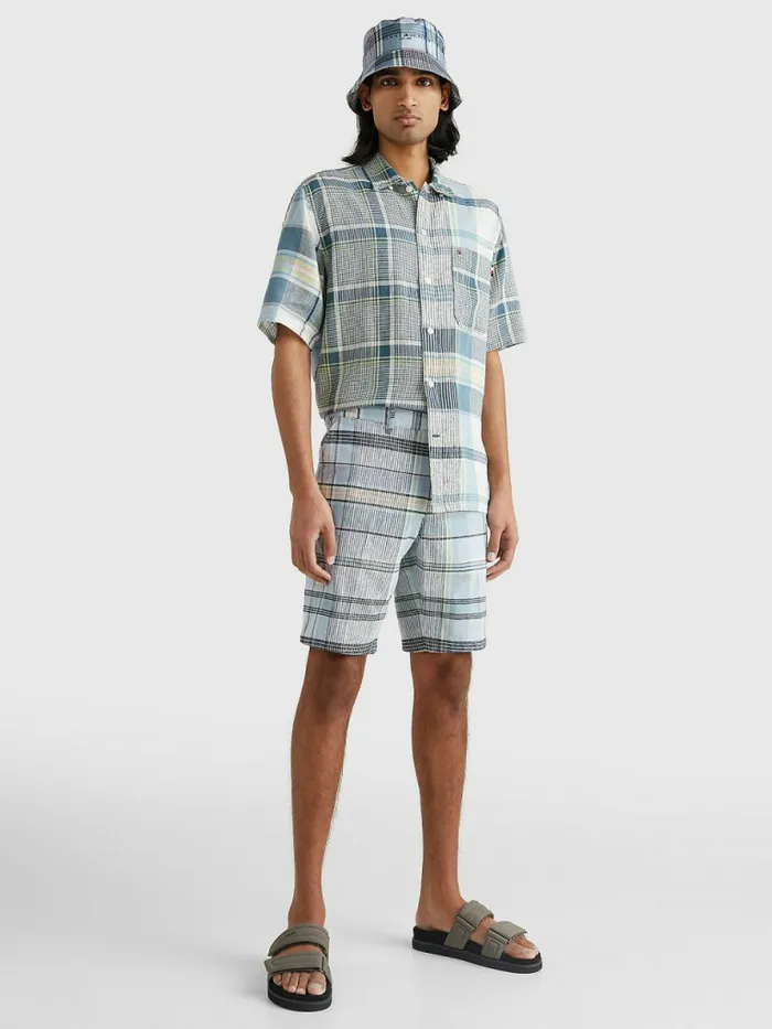 Tommy Hilfiger Harlem Relaxed Madras Check Shorts Lofty Blue Mens Shorts Gift 4 You