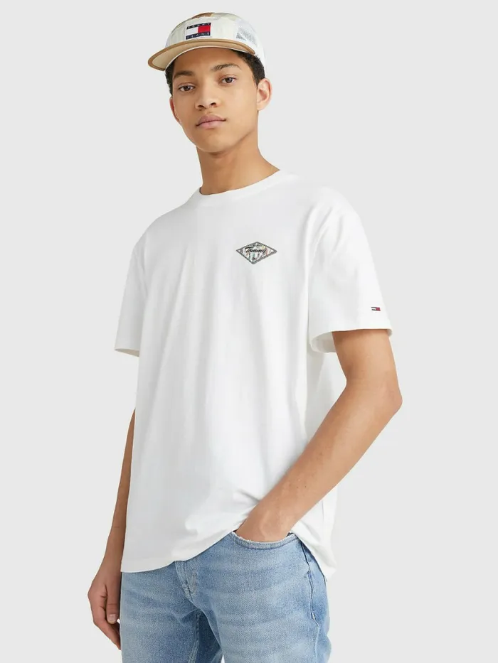Tommy Hilfiger Hawaiian Logo Print TShirt White Mens TShirts Online