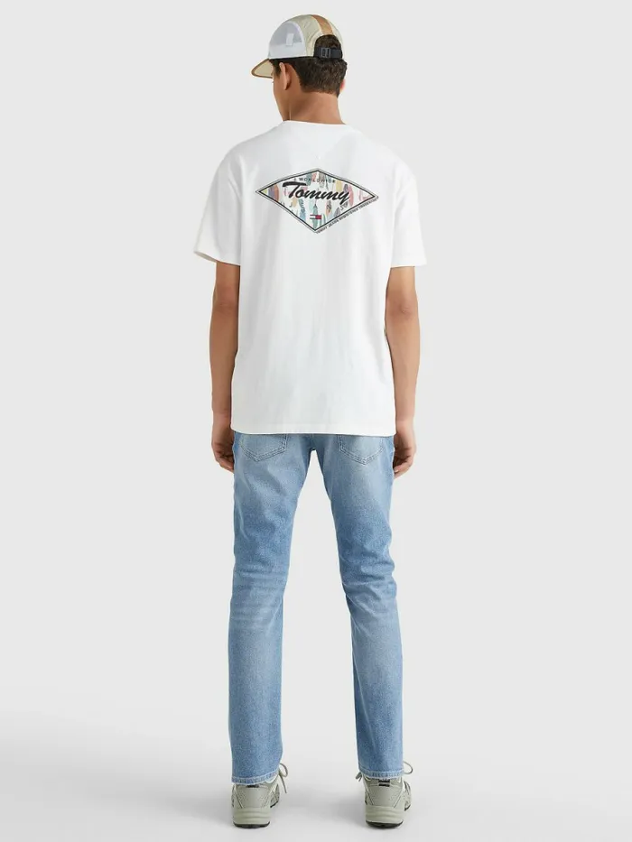 Tommy Hilfiger Hawaiian Logo Print TShirt White Mens TShirts Online