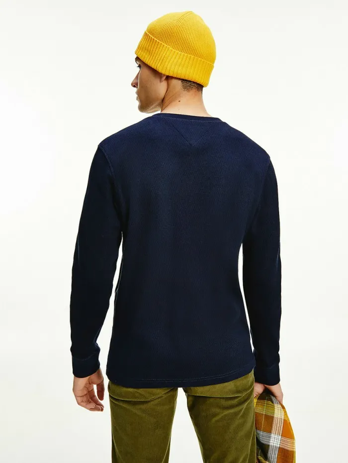 Tommy Hilfiger Henley Long Sleeve Relaxed Fit TShirt Desert Sky Mens TShirts Gift Ideas