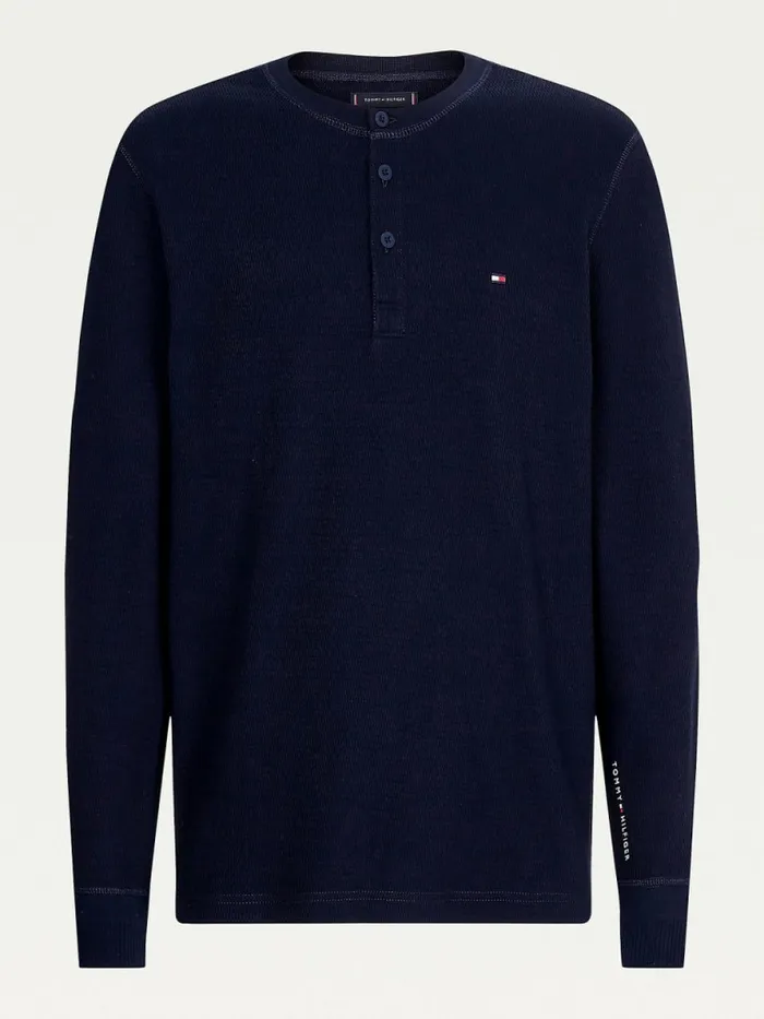 Tommy Hilfiger Henley Long Sleeve Relaxed Fit TShirt Desert Sky Mens TShirts Gift Ideas