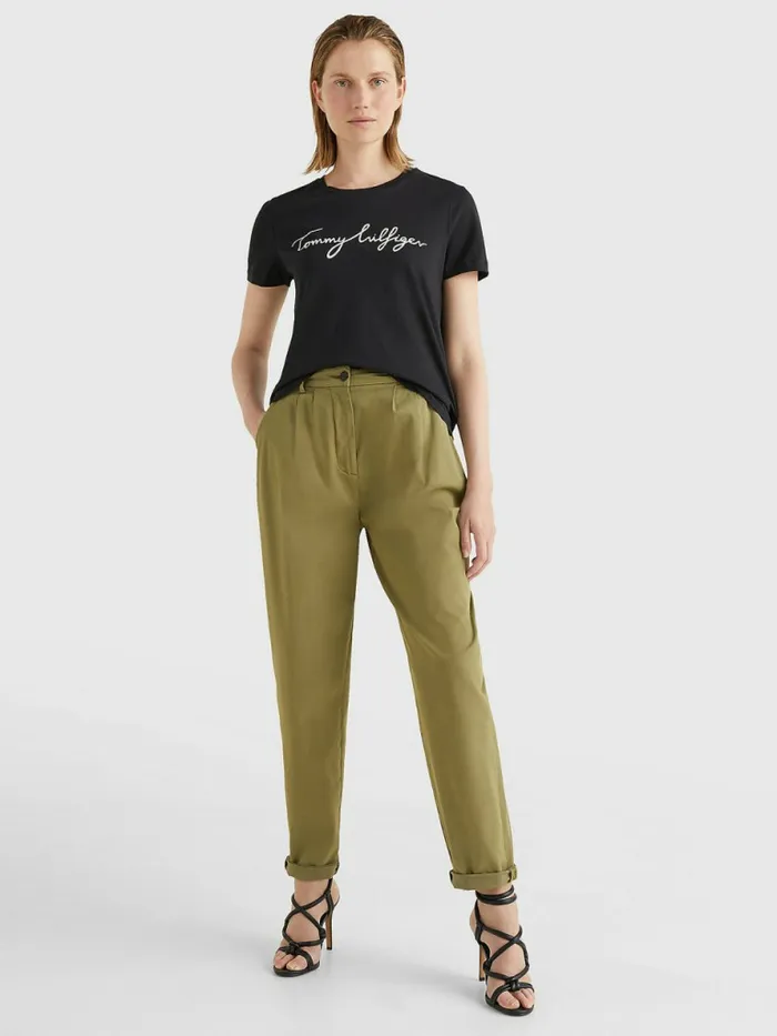 Tommy Hilfiger Heritage Crew Neck Logo TShirt Masters Black Womens TShirts Fashion