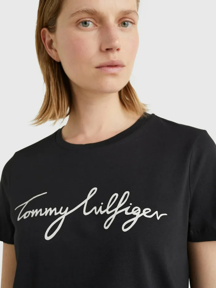 Tommy Hilfiger Heritage Crew Neck Logo TShirt Masters Black Womens TShirts Fashion