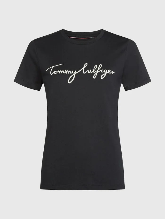 Tommy Hilfiger Heritage Crew Neck Logo TShirt Masters Black Womens TShirts Fashion