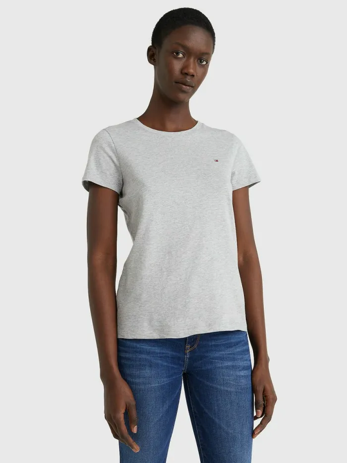 Tommy Hilfiger Heritage Crew Neck TShirt Light Grey Htr Womens TShirts On Sale Tommy Hilfiger Heritage Crew Neck TShirt Light Grey Htr Womens TShirts On Sale