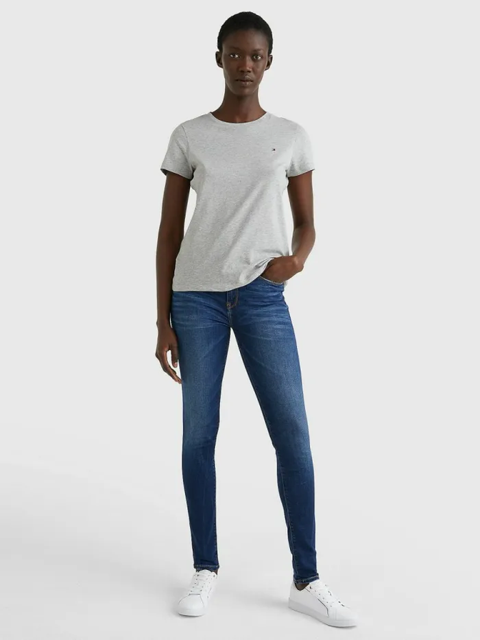 Tommy Hilfiger Heritage Crew Neck TShirt Light Grey Htr Womens TShirts On Sale