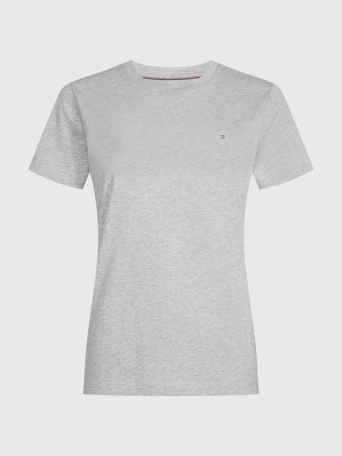 Tommy Hilfiger Heritage Crew Neck TShirt Light Grey Htr Womens TShirts On Sale