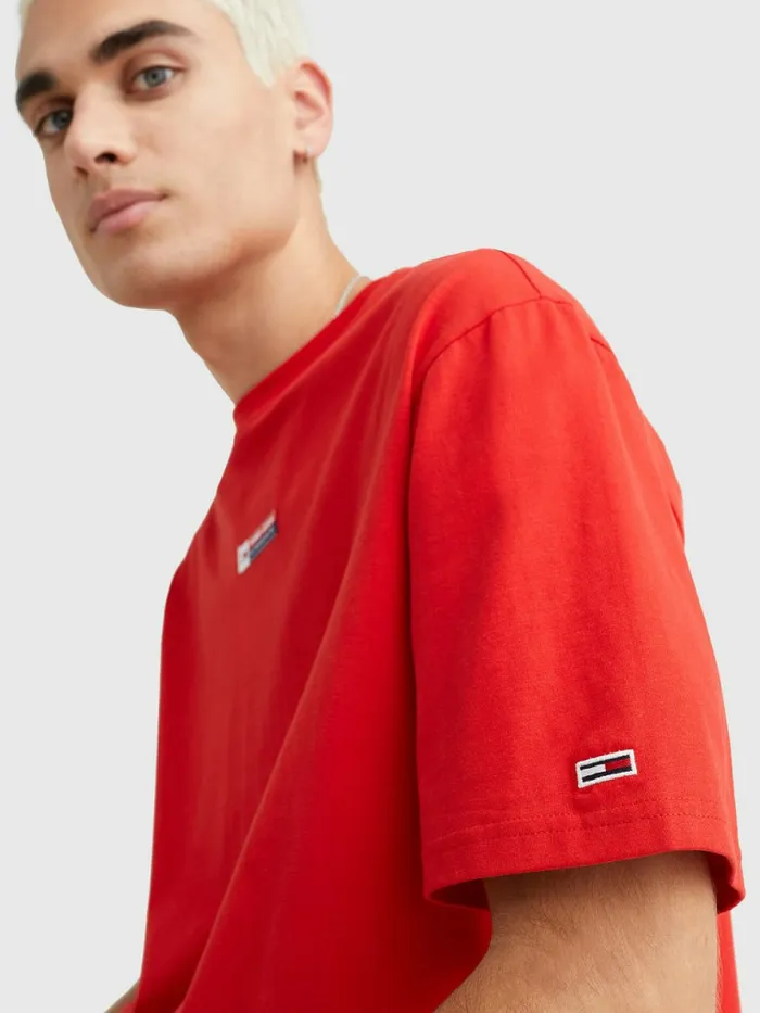 Tommy Hilfiger Heritage Organic Cotton Logo Patch TShirt Deep Crimson Mens TShirts Cheap On Sale