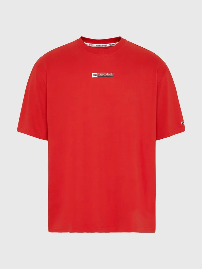 Tommy Hilfiger Heritage Organic Cotton Logo Patch TShirt Deep Crimson Mens TShirts Cheap On Sale