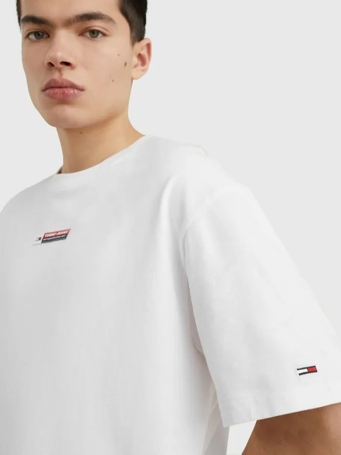 Tommy Hilfiger Heritage Organic Cotton Logo Patch TShirt White Mens TShirts For Sale