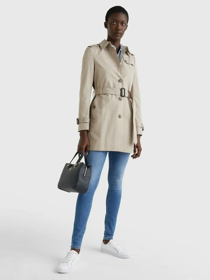 Tommy Hilfiger Heritage Single Breasted Trench Coat Medium Taupe Womens Coats and Jackets Near Me