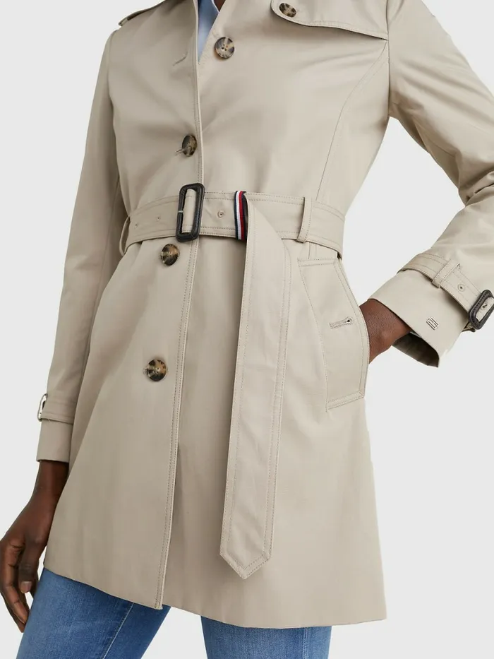 Tommy Hilfiger Heritage Single Breasted Trench Coat Medium Taupe Womens Coats and Jackets Near Me