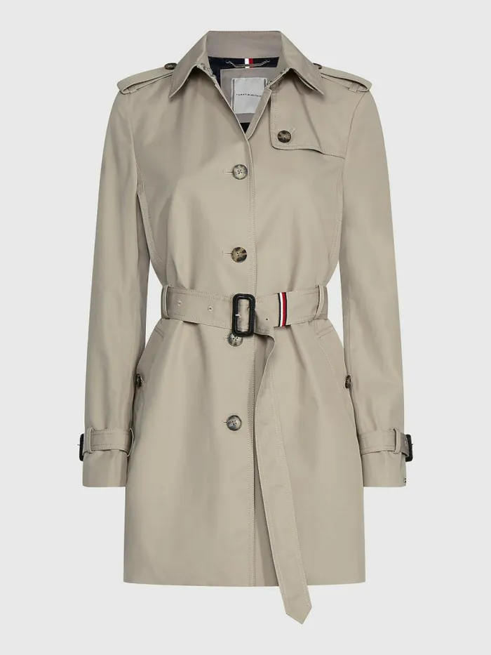 Tommy Hilfiger Heritage Single Breasted Trench Coat Medium Taupe Womens Coats and Jackets Near Me