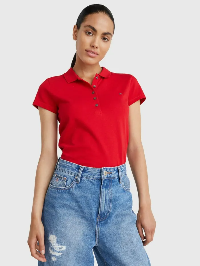 Tommy Hilfiger Heritage Slim Fit Polo Shirt Apple Red Womens Polo Shirts Popular Tommy Hilfiger Heritage Slim Fit Polo Shirt Apple Red Womens Polo Shirts Popular