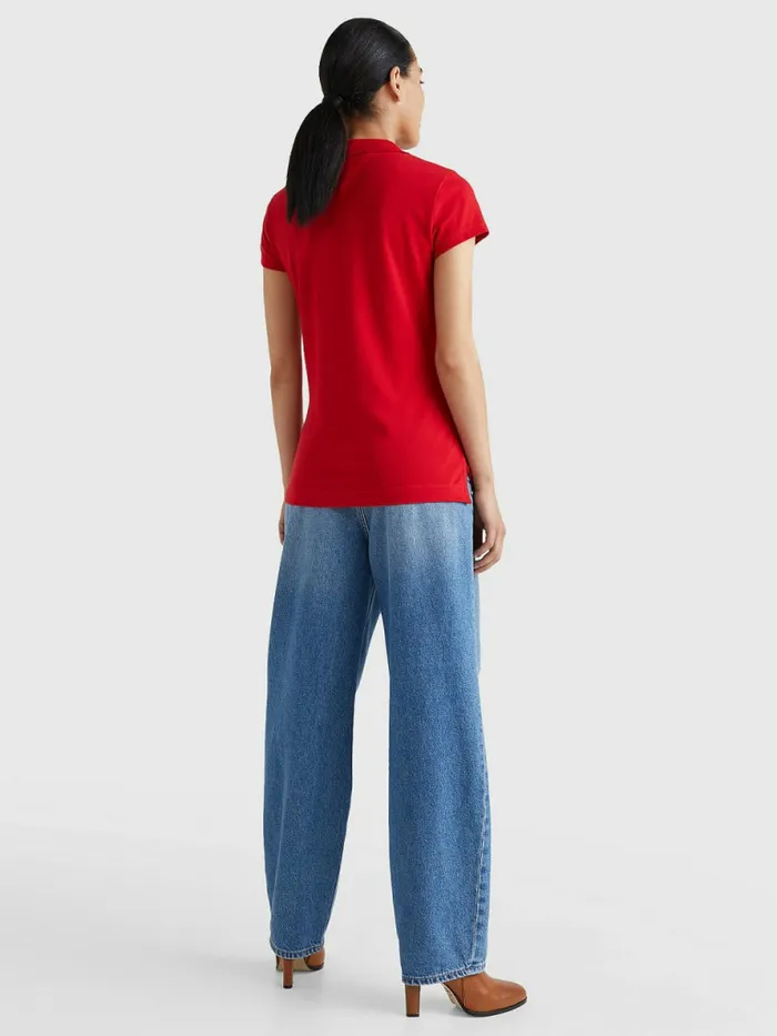 Tommy Hilfiger Heritage Slim Fit Polo Shirt Apple Red Womens Polo Shirts Popular