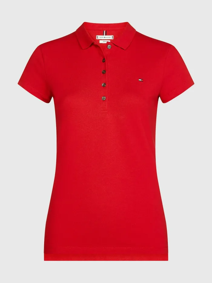 Tommy Hilfiger Heritage Slim Fit Polo Shirt Apple Red Womens Polo Shirts Popular