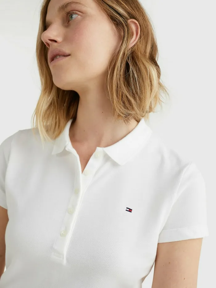Tommy Hilfiger Heritage Slim Fit Polo Shirt Classic White Womens Polo Shirts Gift for Friend