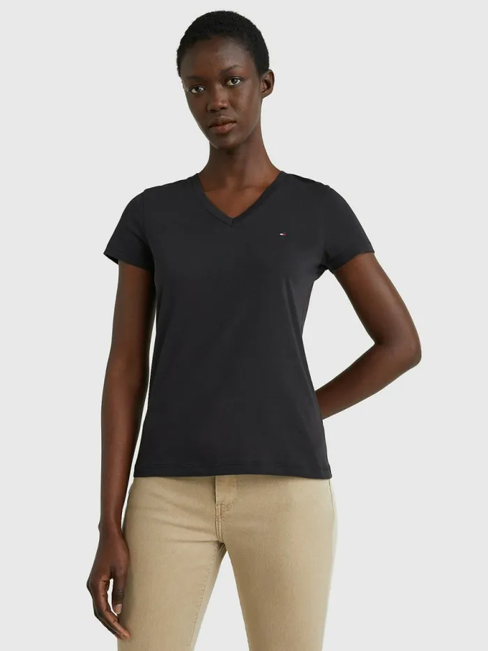 Tommy Hilfiger Heritage VNeck TShirt Masters Black Womens Essentials