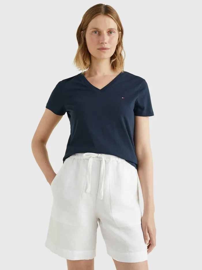 Tommy Hilfiger Heritage VNeck TShirt Midnight Womens Essentials