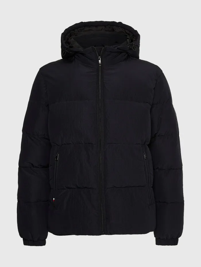Tommy Hilfiger High Loft Removable Hood Puffer Jacket Desert Sky Mens Coats and Jackets Cheap On Sale