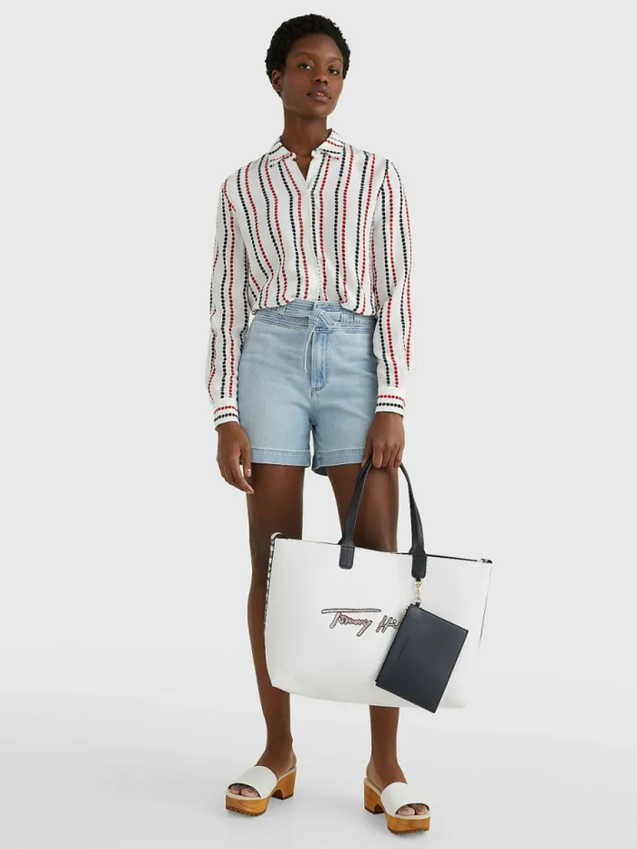 Tommy Hilfiger High Rise Denim Belted Shorts Rox Womens Shorts Online