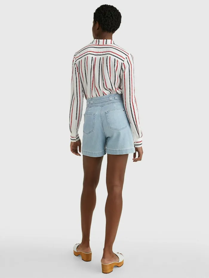 Tommy Hilfiger High Rise Denim Belted Shorts Rox Womens Shorts Online