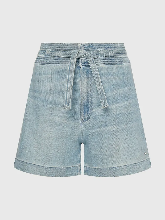 Tommy Hilfiger High Rise Denim Belted Shorts Rox Womens Shorts Online