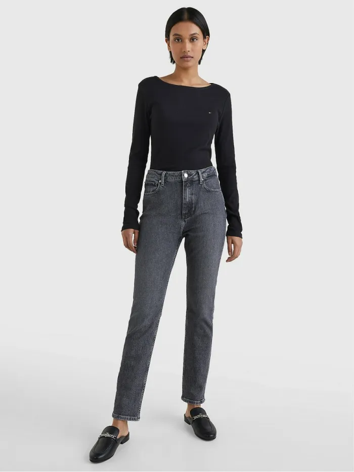 Tommy Hilfiger High Rise Slim Black Jeans Bily Womens Jeans Online