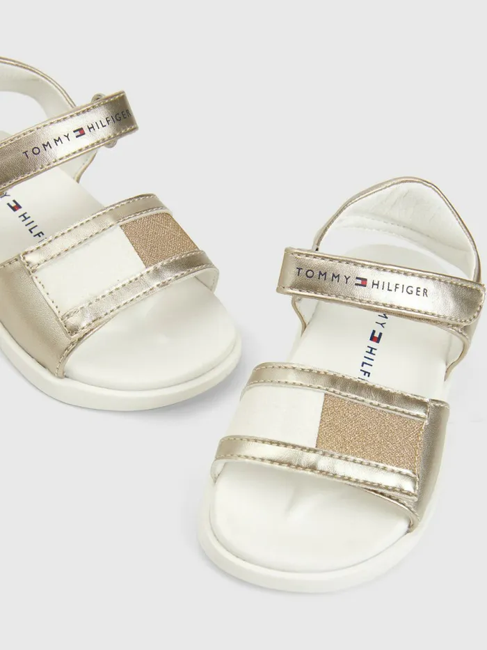 Tommy Hilfiger High Shine Glitter Flag Sandals Platinum Girls Shoes and Accessories Gift for Friend