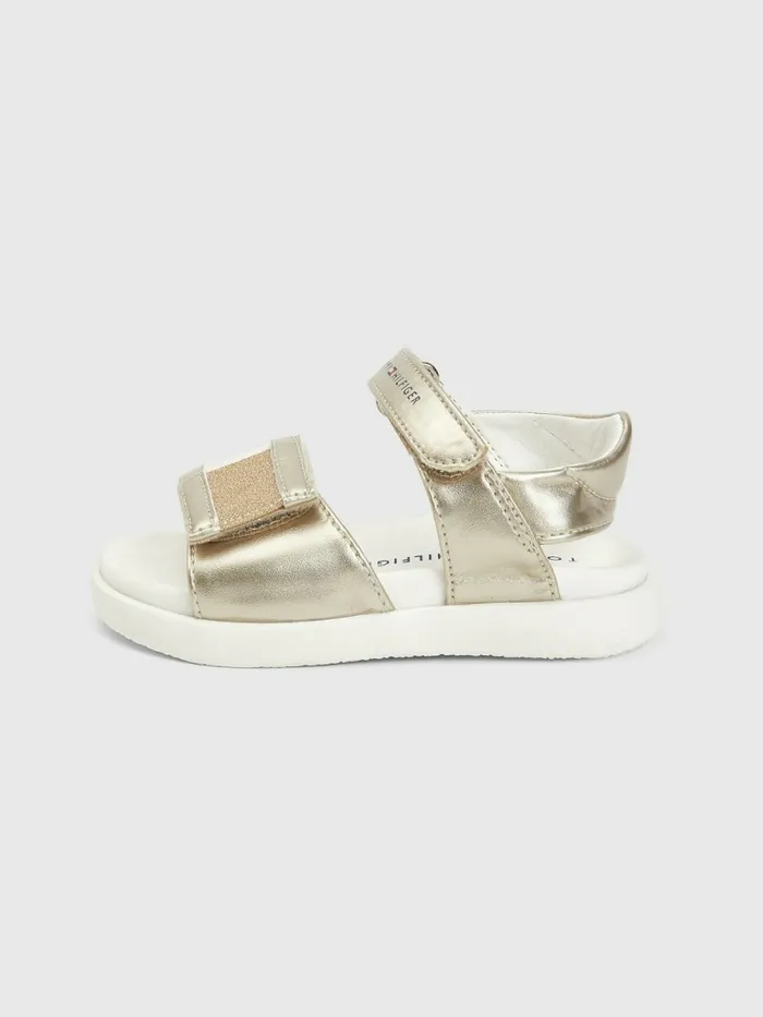 Tommy Hilfiger High Shine Glitter Flag Sandals Platinum Girls Shoes and Accessories Gift for Friend