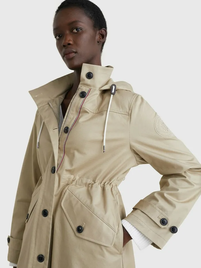 Tommy Hilfiger Hooded Regatta Parka Beige Womens Coats and Jackets Cheap On Sale