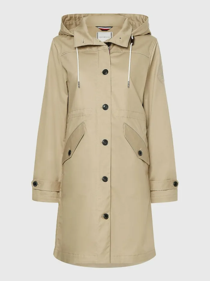 Tommy Hilfiger Hooded Regatta Parka Beige Womens Coats and Jackets Cheap On Sale