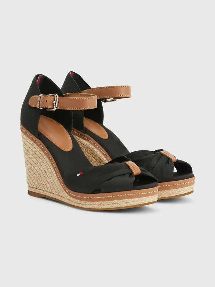 Tommy Hilfiger Iconic High Wedge Espadrille Sandals Black Womens Sandals Gift for Friend Tommy Hilfiger Iconic High Wedge Espadrille Sandals Black Womens Sandals Gift for Friend