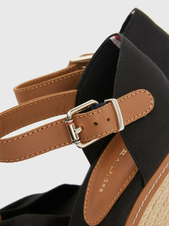 Tommy Hilfiger Iconic High Wedge Espadrille Sandals Black Womens Sandals Gift for Friend