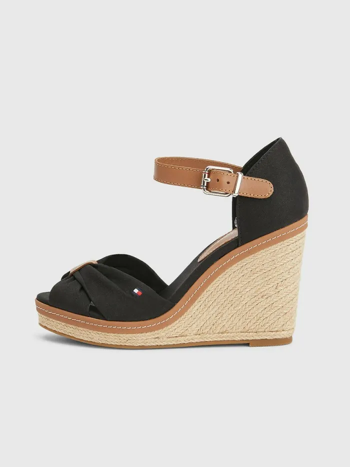 Tommy Hilfiger Iconic High Wedge Espadrille Sandals Black Womens Sandals Gift for Friend