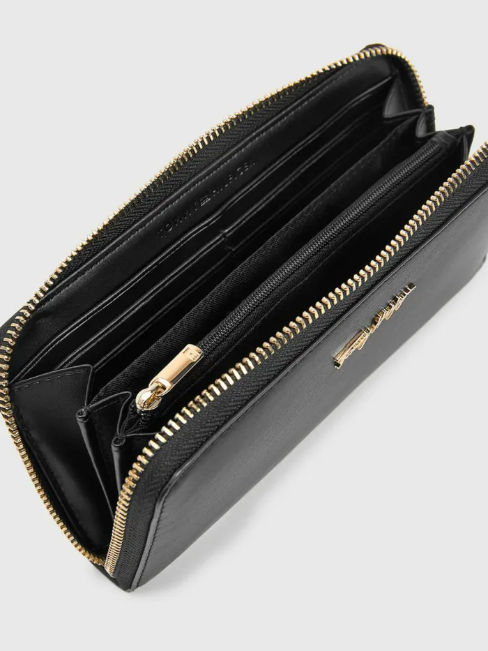 Tommy Hilfiger Iconic Large ZipAround Wallet Black Womens Wallets and Keyrings Cheap On Sale