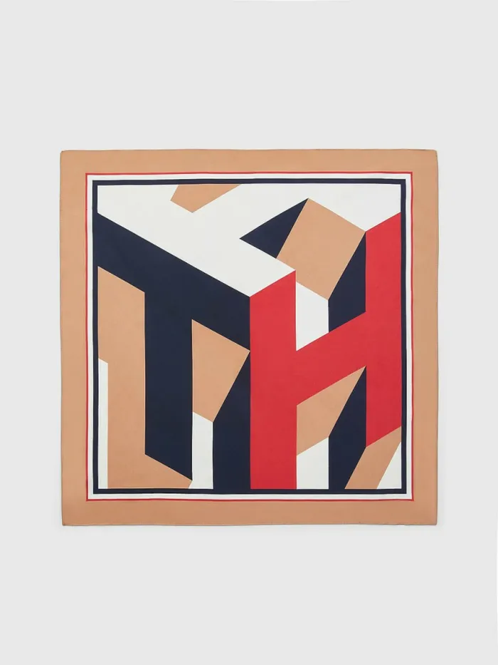 Tommy Hilfiger Iconic Monogram Silk Bandana Neutral Mix Womens Hats and Scarves Sale Tommy Hilfiger Iconic Monogram Silk Bandana Neutral Mix Womens Hats and Scarves Sale