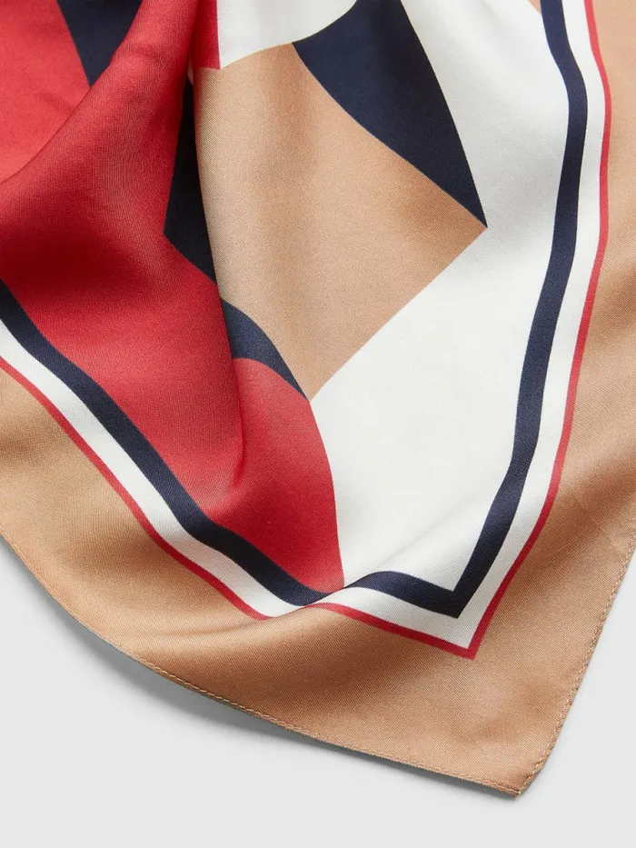 Tommy Hilfiger Iconic Monogram Silk Bandana Neutral Mix Womens Hats and Scarves Sale