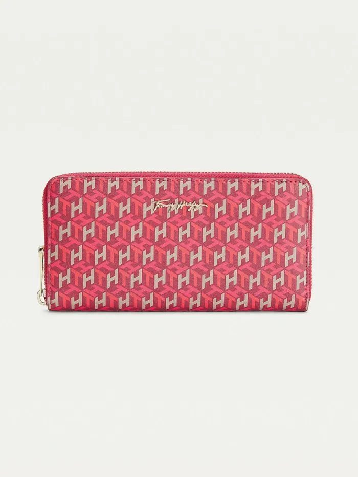 Tommy Hilfiger Iconic Monogram ZipAround Wallet Pink Monogram Womens Wallets and Keyrings On Sale Tommy Hilfiger Iconic Monogram ZipAround Wallet Pink Monogram Womens Wallets and Keyrings On Sale