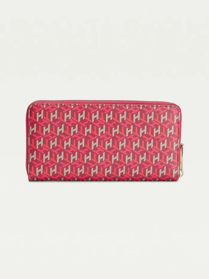 Tommy Hilfiger Iconic Monogram ZipAround Wallet Pink Monogram Womens Wallets and Keyrings On Sale
