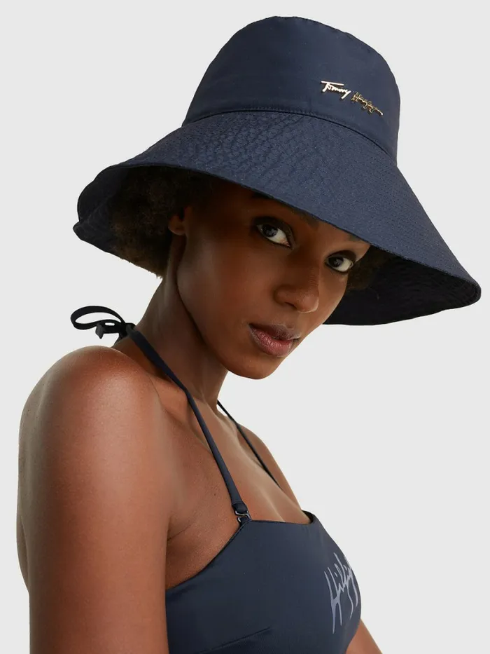 Tommy Hilfiger Iconic Oversized Brim Bucket Hat Acc Desert Sky Womens Hats and Scarves Gift 4 You