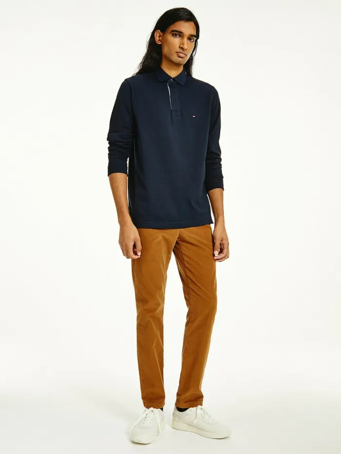 Tommy Hilfiger Iconic Rugby Shirt Desert Sky Mens Polo Shirts On Sale